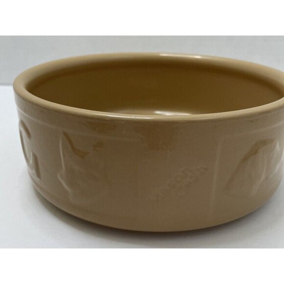 Mason Cash Embossed 8" Heavy Crock Ceramic Dog Bowl Food or Water Tan - EUC - Picture 5 of 8